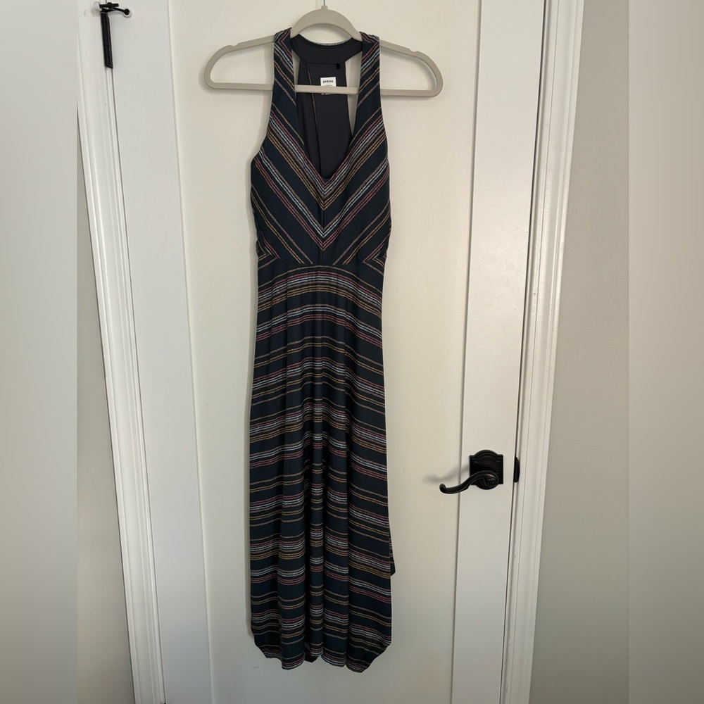 PrAna Saxon Midi Dress gray stripe